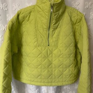 Mimosa Quilted Quarter Zip Pullover Cropped Jacket Green